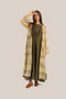 Long hooded coat in printed cotton