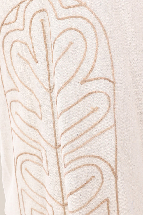 Embroidered coat in linen-cotton blend