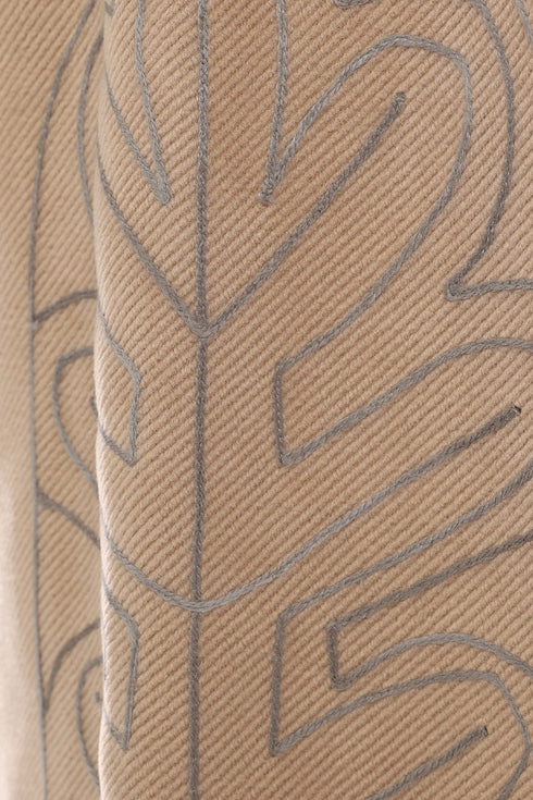 Embroidered short coat in wool blend