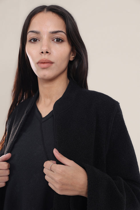 Short coat in furry wool  blend