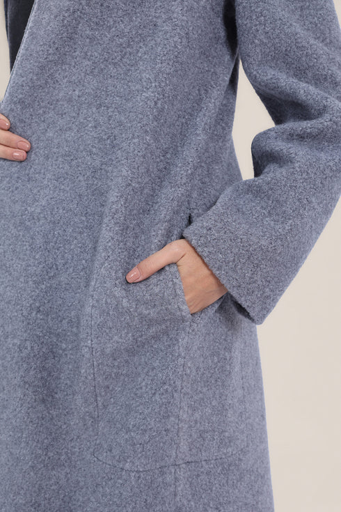 Short coat in furry wool  blend