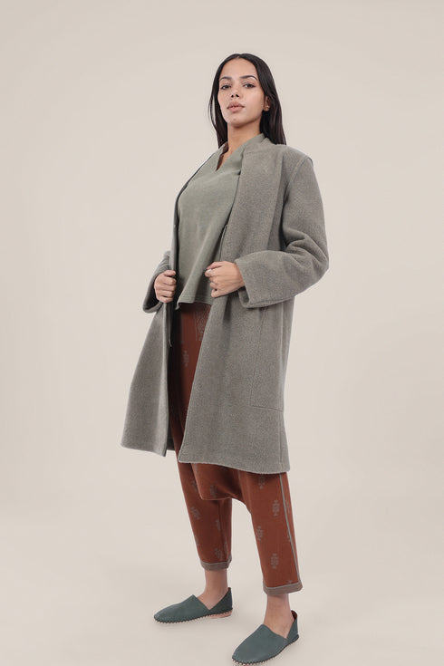 Short coat in furry wool  blend
