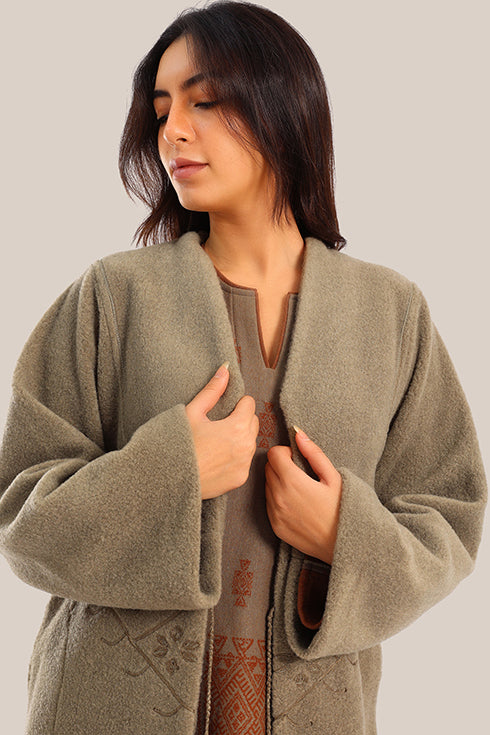 Oversized wool fur coat