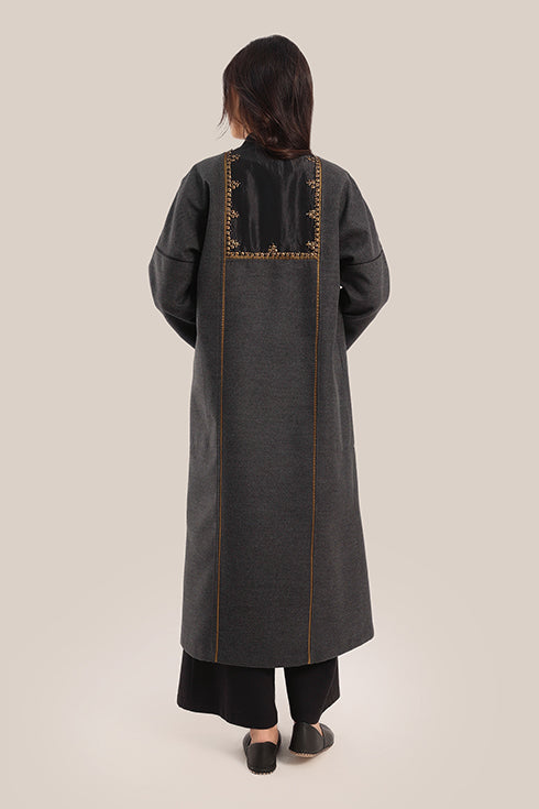 Embroidered Wool long Coat