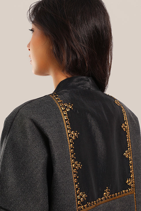 Embroidered Wool long Coat