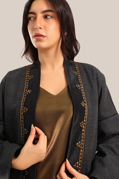 Embroidered Wool long Coat