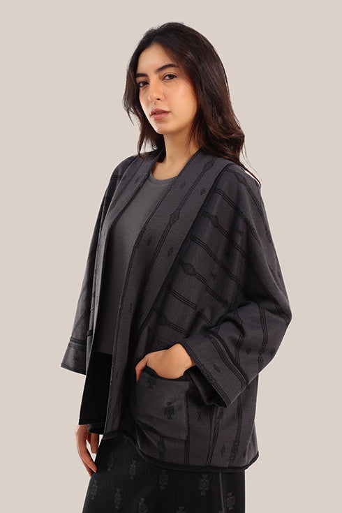 Striped patterned jacquard jacket