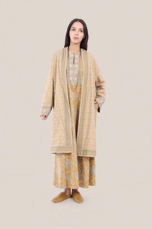 Reversible cotton faux cashmere blend coat