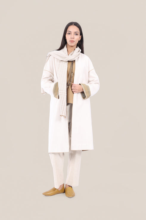 Reversible cotton faux cashmere blend coat