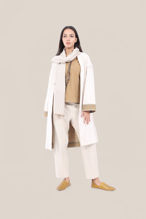Reversible cotton faux cashmere blend coat