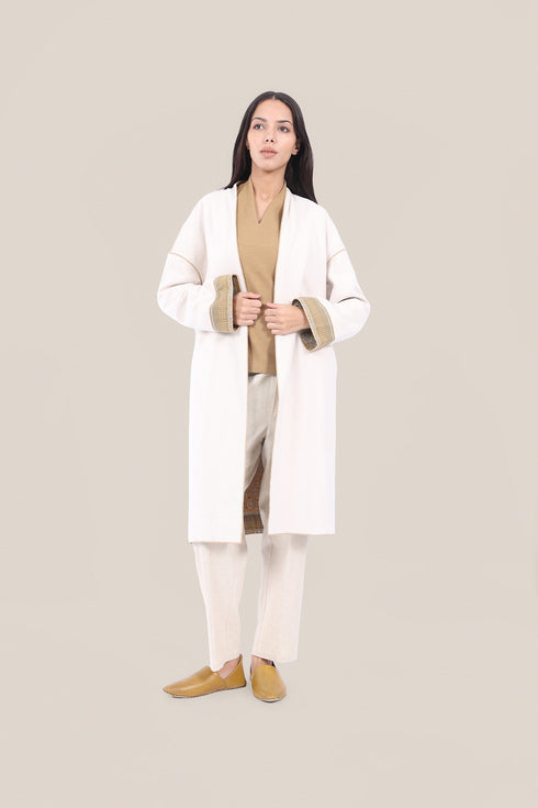 Reversible cotton faux cashmere blend coat
