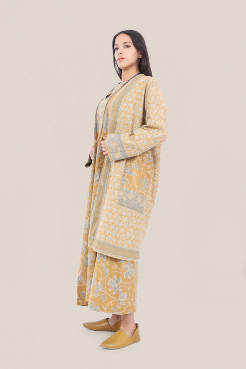 Reversible cotton faux cashmere blend coat