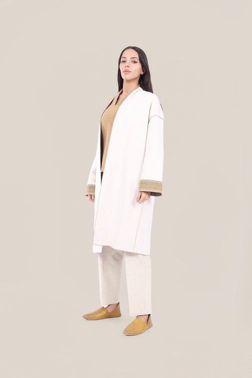 Reversible cotton faux cashmere blend coat