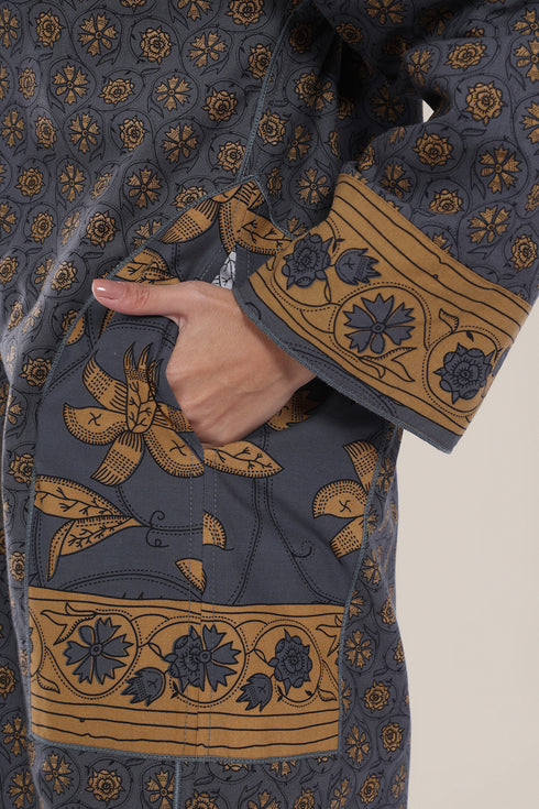 Reversible cotton faux cashmere blend coat