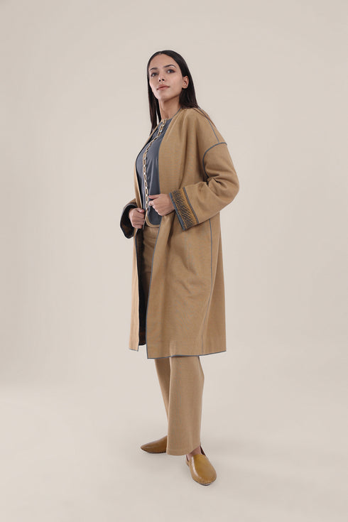 Reversible cotton faux cashmere blend coat