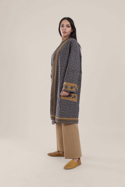 Reversible cotton faux cashmere blend coat