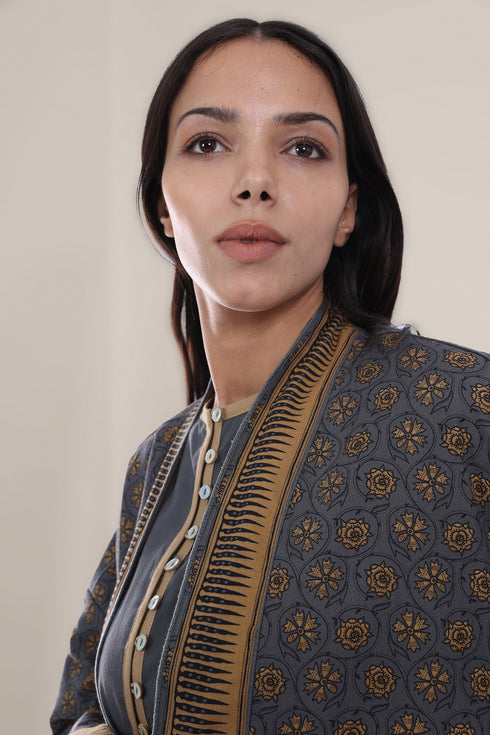 Reversible cotton faux cashmere blend coat