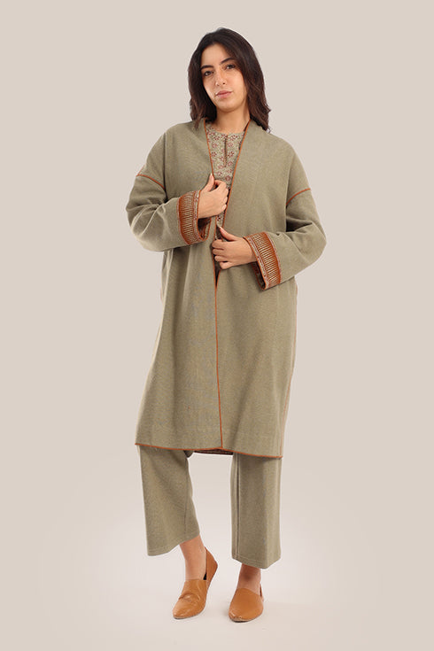 Reversible cotton faux cashmere blend coat