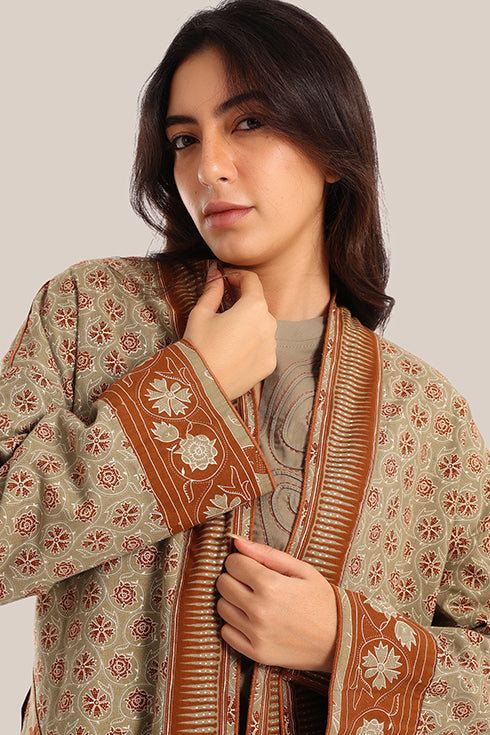 Reversible cotton faux cashmere blend coat