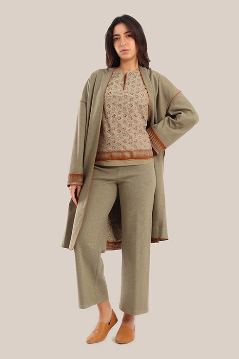 Reversible cotton faux cashmere blend coat