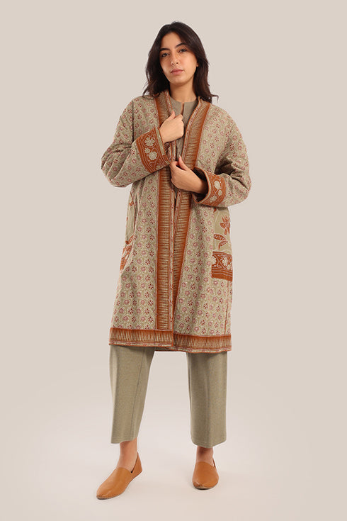 Reversible cotton faux cashmere blend coat