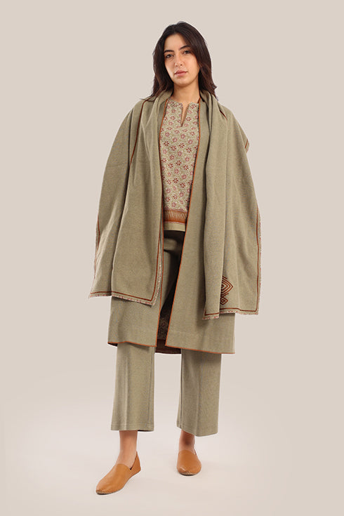 Reversible cotton faux cashmere blend coat