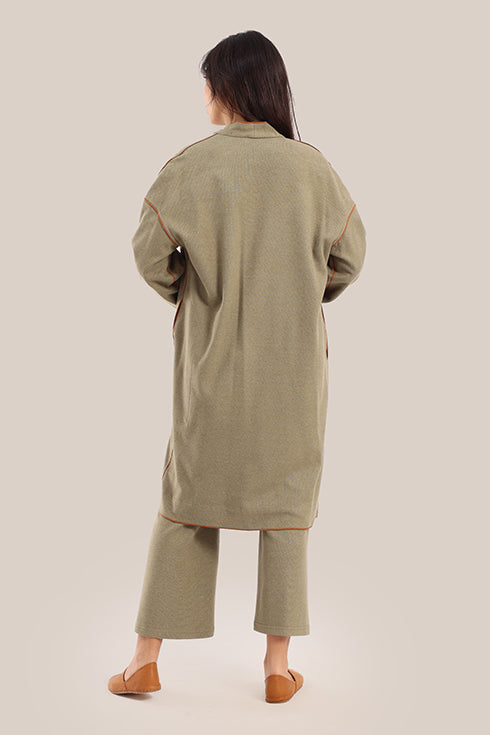 Reversible cotton faux cashmere blend coat