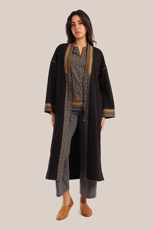 Reversible embroidered cotton coat