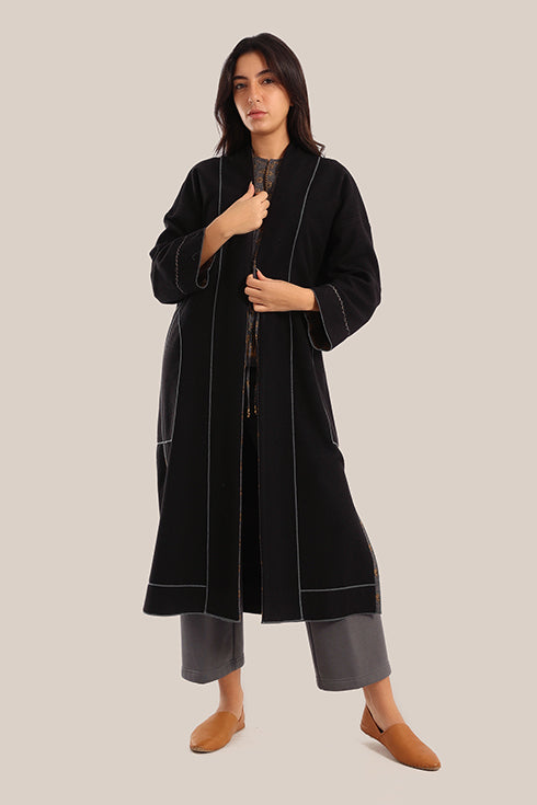 Reversible embroidered cotton coat