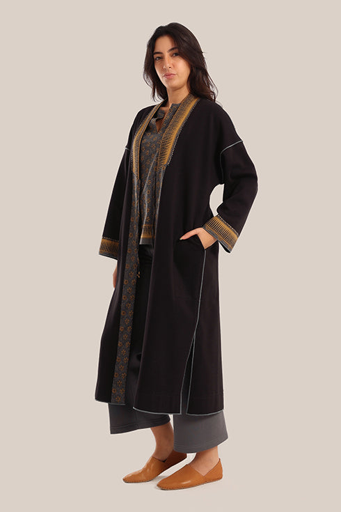 Reversible embroidered cotton coat
