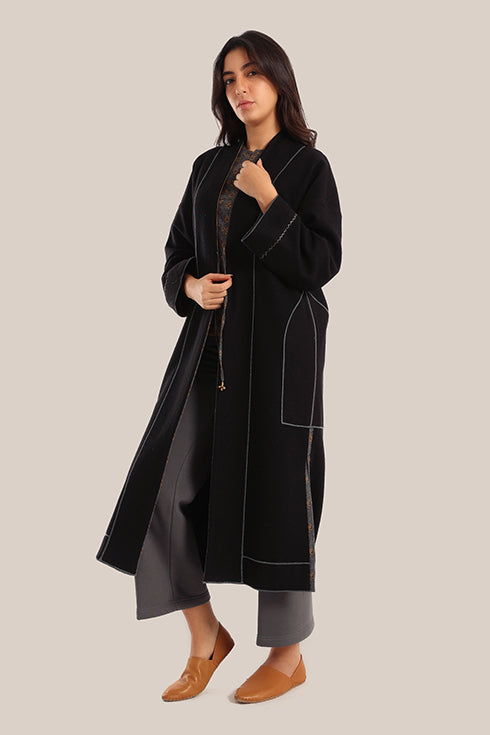 Reversible embroidered cotton coat