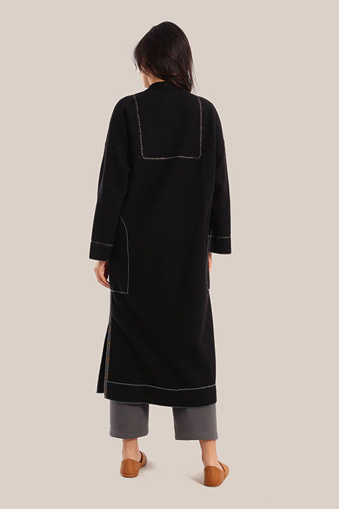 Reversible embroidered cotton coat