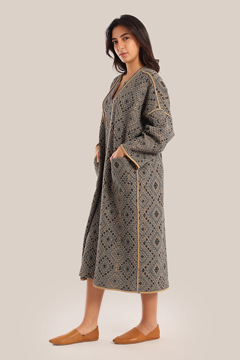 Oversized reversible quilted coat