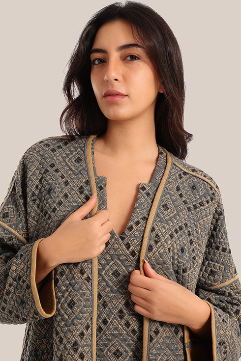 Oversized reversible quilted coat