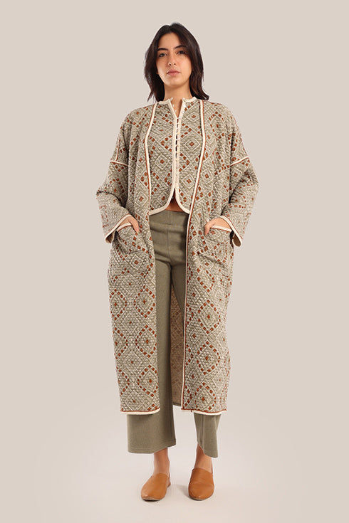 Oversized reversible quilted coat