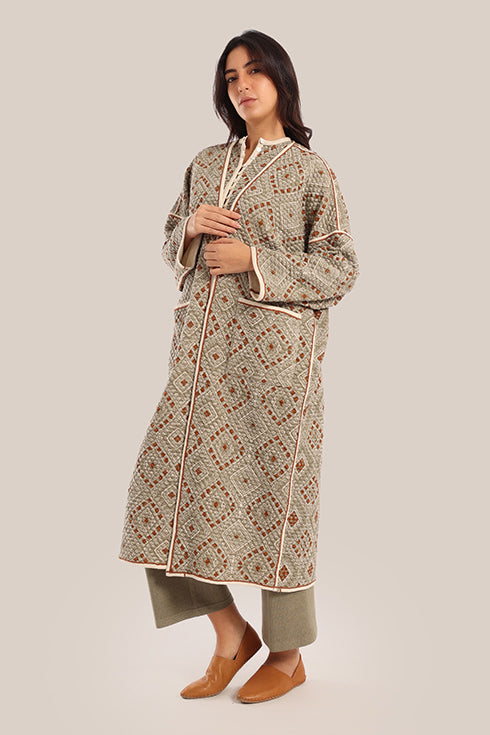 Oversized reversible quilted coat