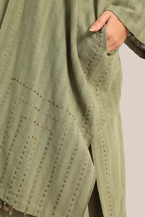 Embroidered cotton linen jacket