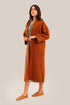 Embroidered wool blend bouclette coat