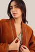 Embroidered wool blend bouclette coat