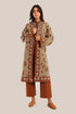 Embroidered reversible long-sleeve cotton coat