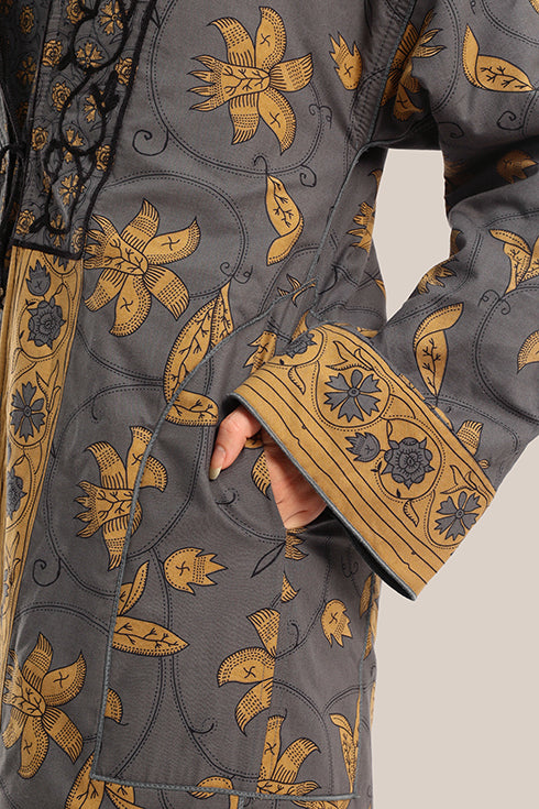 Polar fleece reversible long sleeve coat