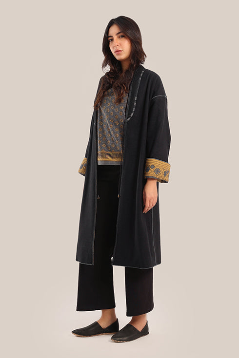 Polar fleece reversible long sleeve coat