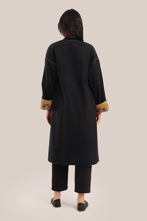 Polar fleece reversible long sleeve coat