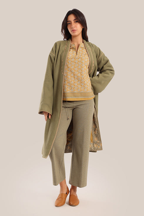 Polar fleece reversible long sleeve coat