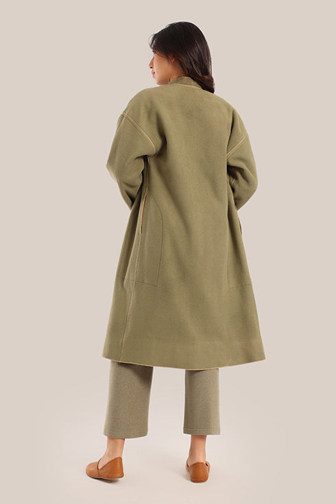 Polar fleece reversible long sleeve coat