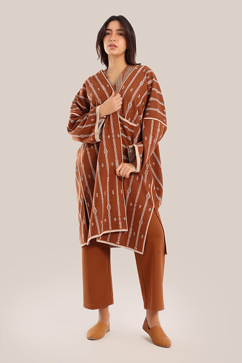 Long striped jacquard loose-fit jacket