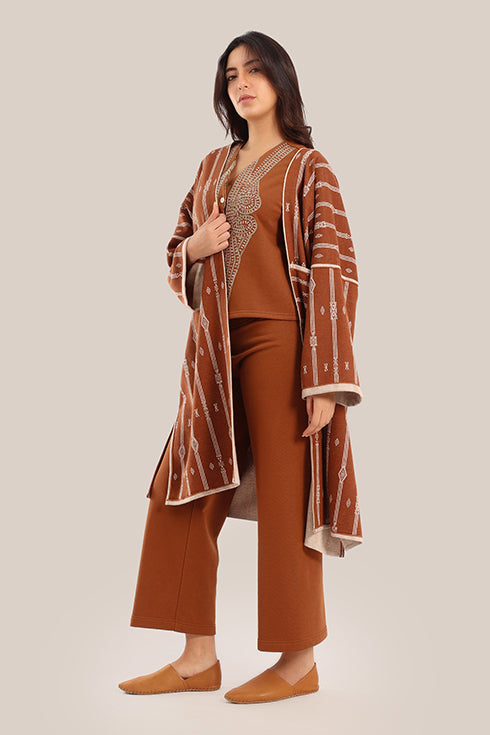 Long striped jacquard loose-fit jacket