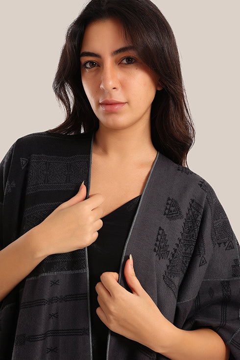 Multi-patterned patchwork jacquard coat