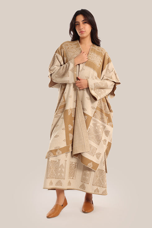 Multi-patterned patchwork jacquard coat