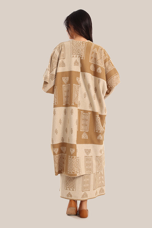 Multi-patterned patchwork jacquard coat